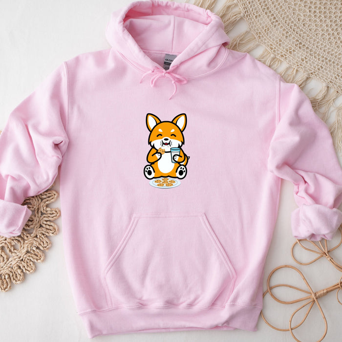 a pink hoodie with a cartoon fox on it