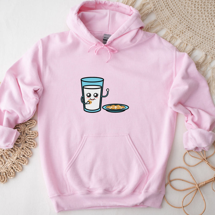 a pink hoodie with a cup of coffee on it