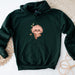 a green hoodie with a slotty on it
