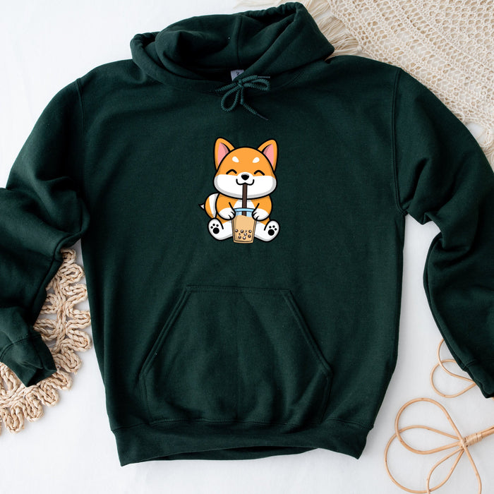 a green hoodie with a picture of a fox on it