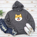 a grey hoodie with a dog&#39;s face on it