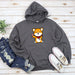 a gray hoodie with a cartoon dog on it