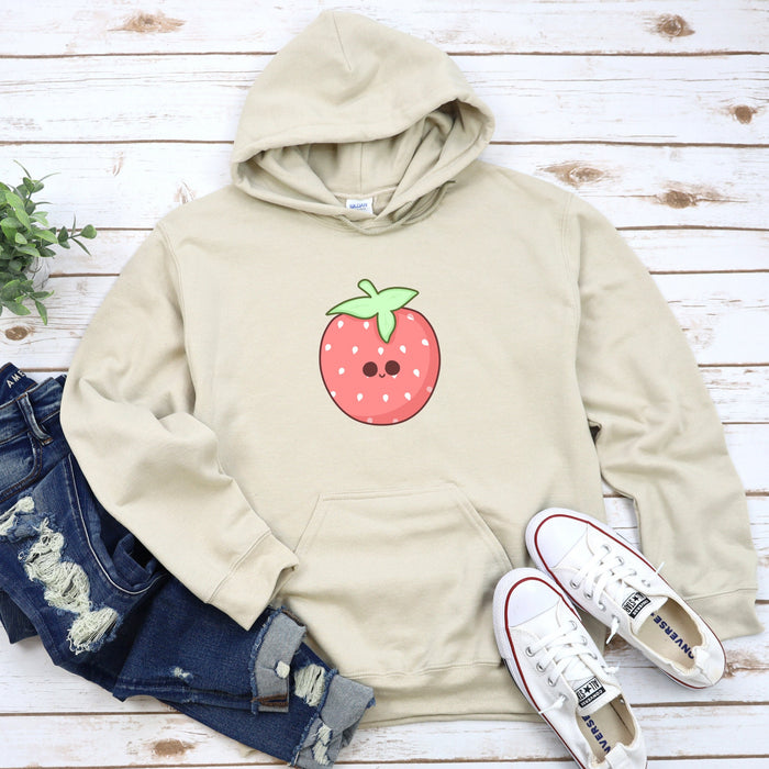 a hoodie with a strawberry on it