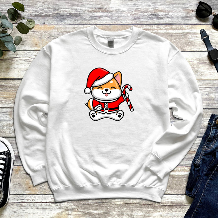 Santa Puppy with Candy Cane Sweatshirt