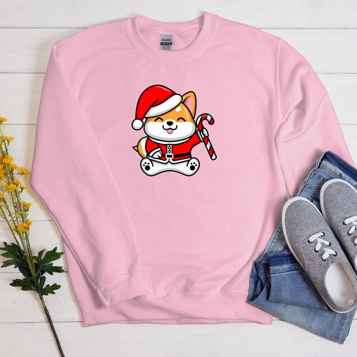 Santa Puppy with Candy Cane Sweatshirt