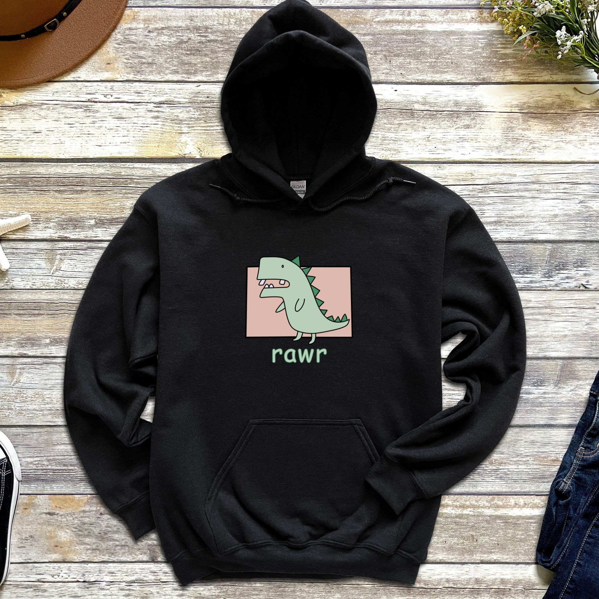 Crooked Toothed T-Rex "Rawr" Hoodie